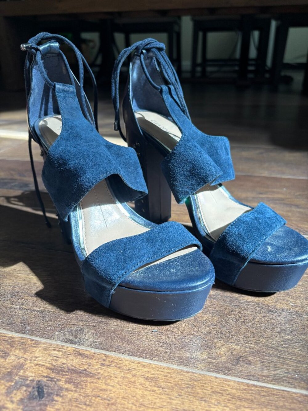 Gianni Bini suede studded block heel